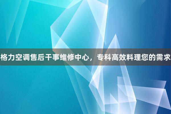 格力空调售后干事维修中心，专科高效料理您的需求